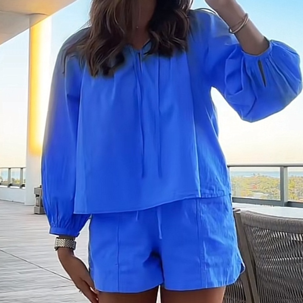 Universal Thread Linen Shorts Matching Set Blue XS S